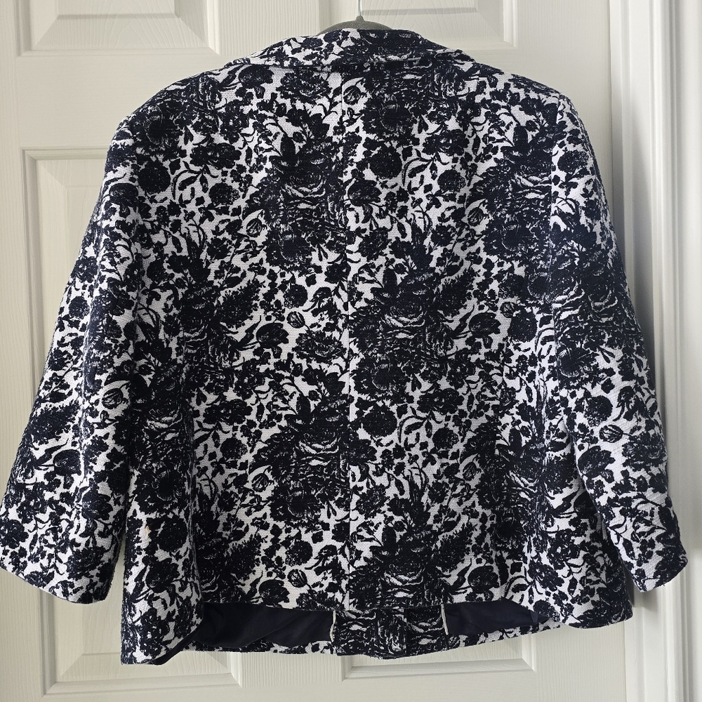 Talbots navy blue and white floral blazer women size 16W - Picture 9 of 15